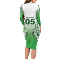 Custom Cook Islands Avaiki Rugby Long Sleeve Bodycon Dress Go Champions - Polynesian Pride