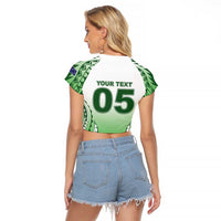 Custom Cook Islands Avaiki Rugby Raglan Cropped T Shirt Go Champions LT05 - Polynesian Pride