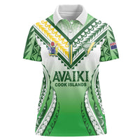 Custom Cook Islands Avaiki Rugby Women Polo Shirt Go Champions LT05 Female Green - Polynesian Pride