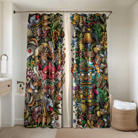 Hawaii And Japan Bathroom Set Tiki With Oni Mask - Polynesian Pride