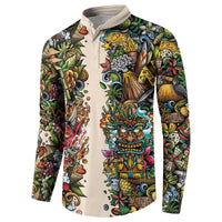 Hawaii And Japan Button Sweatshirt Tiki With Oni Mask LT05 - Polynesian Pride