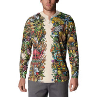 Hawaii And Japan Button Sweatshirt Tiki With Oni Mask LT05 - Polynesian Pride