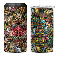 Hawaii And Japan 4 in 1 Can Cooler Tumbler Tiki With Oni Mask LT05 One Size: 16 oz Colorful - Polynesian Pride