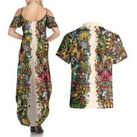 Hawaii And Japan Couples Matching Summer Maxi Dress and Hawaiian Shirt Tiki With Oni Mask - Polynesian Pride