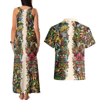 Hawaii And Japan Couples Matching Tank Maxi Dress and Hawaiian Shirt Tiki With Oni Mask - Polynesian Pride