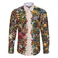 Hawaii And Japan Family Matching Off The Shoulder Long Sleeve Dress and Hawaiian Shirt Tiki With Oni Mask - Polynesian Pride