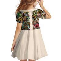 Hawaii And Japan Family Matching Short Sleeve Bodycon Dress and Hawaiian Shirt Tiki With Oni Mask - Polynesian Pride