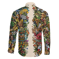 Hawaii And Japan Family Matching Short Sleeve Bodycon Dress and Hawaiian Shirt Tiki With Oni Mask - Polynesian Pride