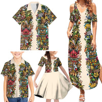 Hawaii And Japan Family Matching Summer Maxi Dress and Hawaiian Shirt Tiki With Oni Mask - Polynesian Pride