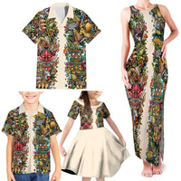 Hawaii And Japan Family Matching Tank Maxi Dress and Hawaiian Shirt Tiki With Oni Mask - Polynesian Pride