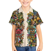 Hawaii And Japan Family Matching Tank Maxi Dress and Hawaiian Shirt Tiki With Oni Mask - Polynesian Pride