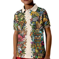 Hawaii And Japan Kid Polo Shirt Tiki With Oni Mask LT05 Kid Colorful - Polynesian Pride