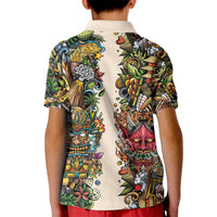 Hawaii And Japan Kid Polo Shirt Tiki With Oni Mask - Polynesian Pride