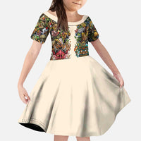 Hawaii And Japan Kid Short Sleeve Dress Tiki With Oni Mask LT05 KID Colorful - Polynesian Pride