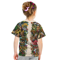 Hawaii And Japan Kid T Shirt Tiki With Oni Mask LT05 - Polynesian Pride