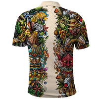 Hawaii And Japan Polo Shirt Tiki With Oni Mask LT05 - Polynesian Pride