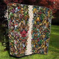 Hawaii And Japan Quilt Tiki With Oni Mask - Polynesian Pride