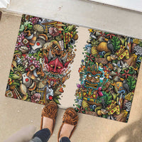 Hawaii And Japan Rubber Doormat Tiki With Oni Mask LT05 - Polynesian Pride