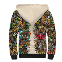 Hawaii And Japan Sherpa Hoodie Tiki With Oni Mask - Polynesian Pride
