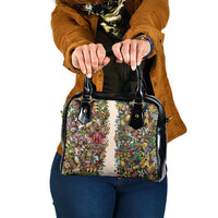Hawaii And Japan Shoulder Handbag Tiki With Oni Mask LT05 One Size Colorful - Polynesian Pride