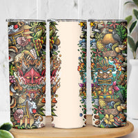 Hawaii And Japan Skinny Tumbler Tiki With Oni Mask - Polynesian Pride