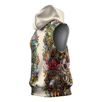 Hawaii And Japan Sleeveless Hoodie Tiki With Oni Mask LT05 - Polynesian Pride