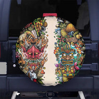 Hawaii And Japan Spare Tire Cover Tiki With Oni Mask - Polynesian Pride