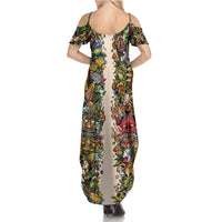 Hawaii And Japan Summer Maxi Dress Tiki With Oni Mask LT05 - Polynesian Pride