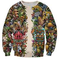 Hawaii And Japan Sweatshirt Tiki With Oni Mask LT05 Unisex Colorful - Polynesian Pride