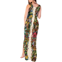 Hawaii And Japan Tank Maxi Dress Tiki With Oni Mask - Polynesian Pride