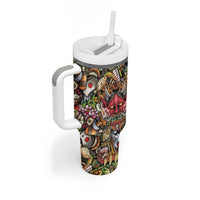 Hawaii And Japan Tumbler With Handle Tiki With Oni Mask - Polynesian Pride