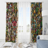 Hawaii And Japan Window Curtain Tiki With Oni Mask - Polynesian Pride