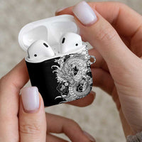 Hawaiian And Japanese Culture AirPods Case Irezumi Dragon With Polynesian Pattern Black LT05 - Polynesian Pride