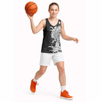 Hawaiian And Japanese Culture Basketball Jersey Irezumi Dragon With Polynesian Pattern Black LT05 - Polynesian Pride