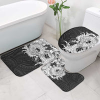 Hawaiian And Japanese Culture Bathroom Set Irezumi Dragon With Polynesian Pattern Black - Polynesian Pride