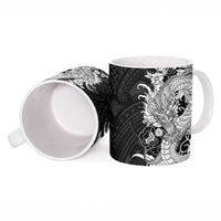 Hawaiian And Japanese Culture Ceramic Mug Irezumi Dragon With Polynesian Pattern Black LT05 - Polynesian Pride