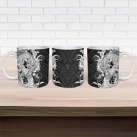 Hawaiian And Japanese Culture Ceramic Mug Irezumi Dragon With Polynesian Pattern Black LT05 - Polynesian Pride