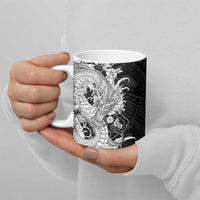 Hawaiian And Japanese Culture Ceramic Mug Irezumi Dragon With Polynesian Pattern Black LT05 - Polynesian Pride