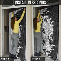 Hawaiian And Japanese Culture Door Cover Irezumi Dragon With Polynesian Pattern Black LT05 - Polynesian Pride