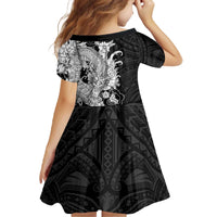 Hawaiian And Japanese Culture Family Matching Off The Shoulder Long Sleeve Dress and Hawaiian Shirt Irezumi Dragon With Polynesian Pattern Black - Polynesian Pride