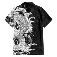 Hawaiian And Japanese Culture Hawaiian Shirt Irezumi Dragon With Polynesian Pattern Black LT05 - Polynesian Pride