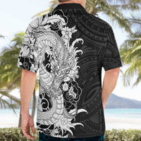 Hawaiian And Japanese Culture Hawaiian Shirt Irezumi Dragon With Polynesian Pattern Black LT05 - Polynesian Pride