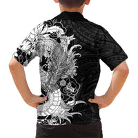 Hawaiian And Japanese Culture Hawaiian Shirt Irezumi Dragon With Polynesian Pattern Black LT05 - Polynesian Pride