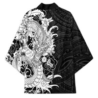Hawaiian And Japanese Culture Kimono Irezumi Dragon With Polynesian Pattern Black - Polynesian Pride