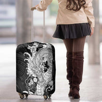Hawaiian And Japanese Culture Luggage Cover Irezumi Dragon With Polynesian Pattern Black - Polynesian Pride