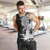 Hawaiian And Japanese Culture Men Tank Top Irezumi Dragon With Polynesian Pattern Black LT05 Black - Polynesian Pride