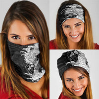 Hawaiian And Japanese Culture Neck Gaiter Irezumi Dragon With Polynesian Pattern Black LT05 - Polynesian Pride