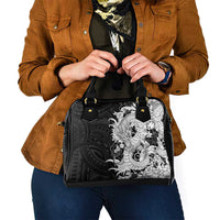 Hawaiian And Japanese Culture Shoulder Handbag Irezumi Dragon With Polynesian Pattern Black LT05 - Polynesian Pride