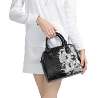 Hawaiian And Japanese Culture Shoulder Handbag Irezumi Dragon With Polynesian Pattern Black LT05 - Polynesian Pride