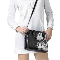 Hawaiian And Japanese Culture Shoulder Handbag Irezumi Dragon With Polynesian Pattern Black LT05 - Polynesian Pride